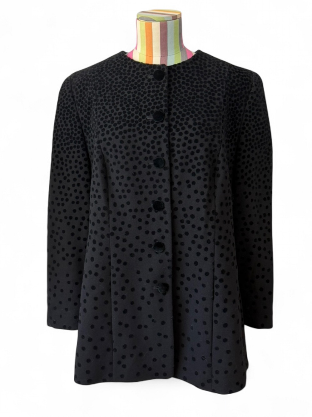 Louis Feraud Pure Wool Velvet Polka Dot Blazer Jacket